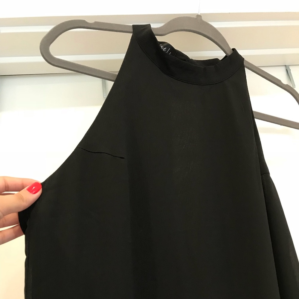 LBD - High neck chiffon and lace dress - Picture 3 of 6